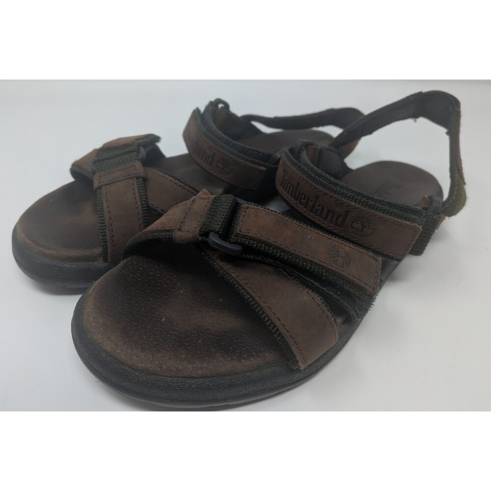 Timberland 94600 Men's 9M Brown Leather 3-Strap Sport Sandal Gorpcore Outdoor
